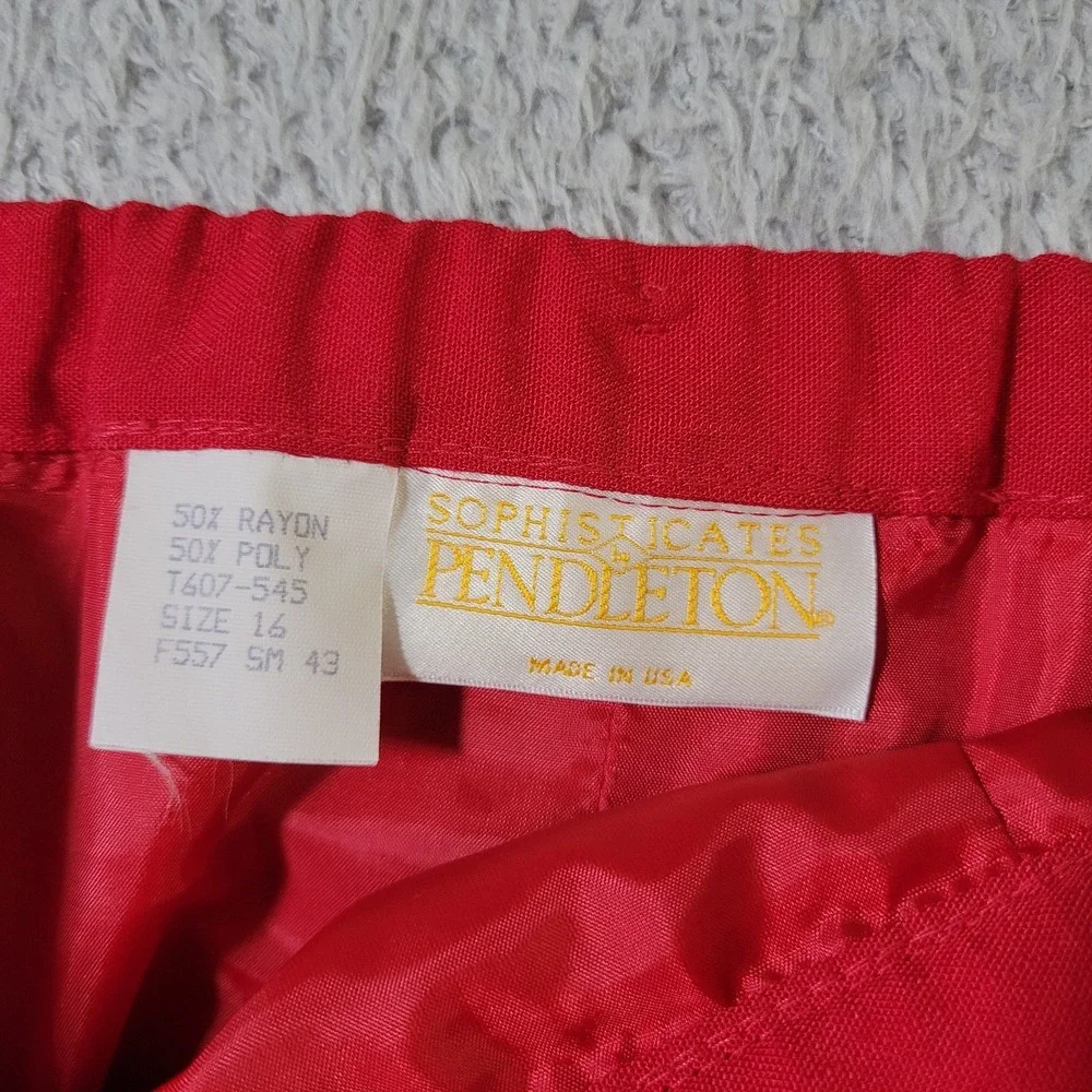 Pendleton Midi Skirt Womens 16 Bright Red Twill‎ Preppy Academia Vintage